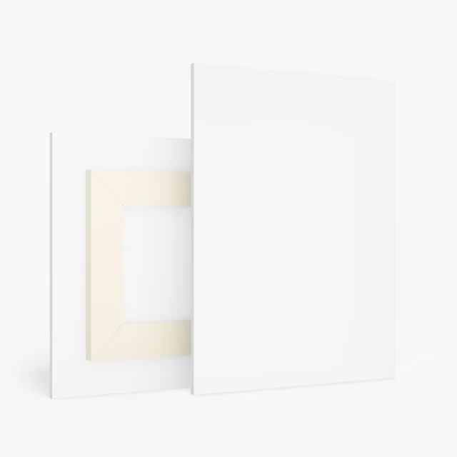 Supplier example showing the acrylic panel and the French cleat backing behind it.