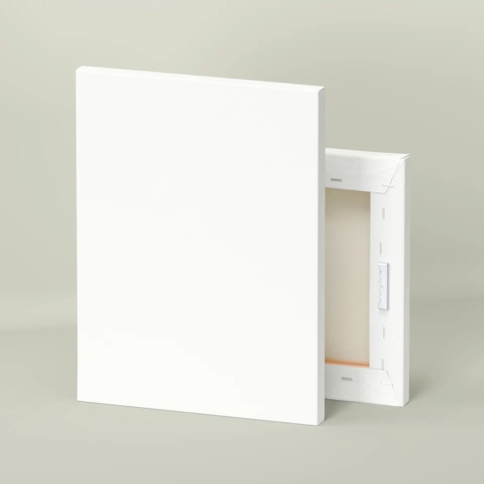 Supplier example showing the front and back of the stretched canvas.