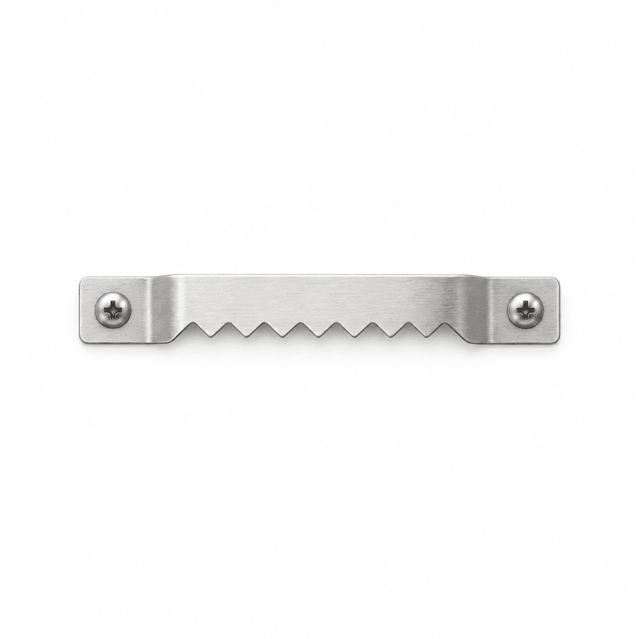 Close-up illustration of a metal sawtooth hanger on a white background.