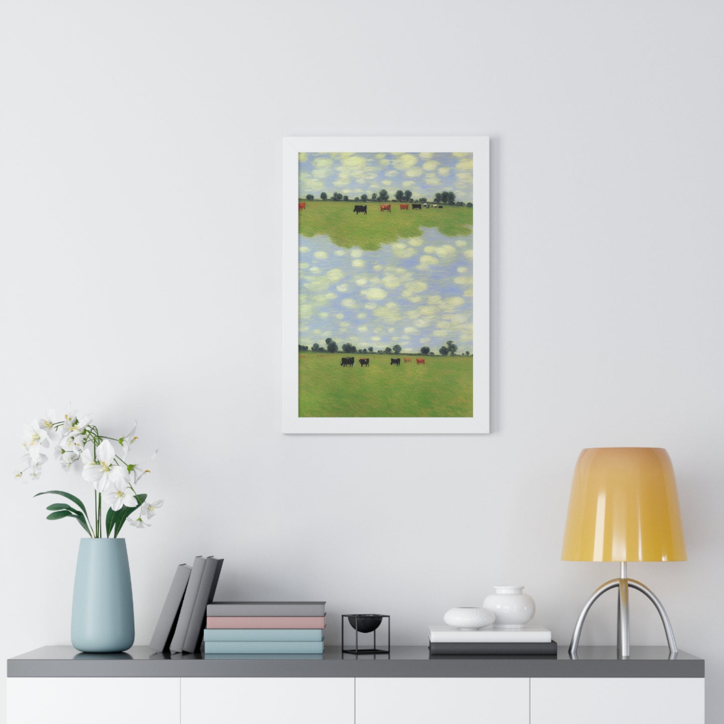 Cows In A Field Scene Claude Monet Style