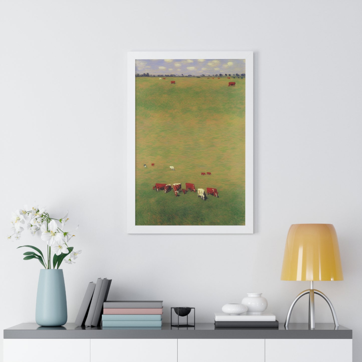 Cows In A Field Landscape Claude Monet Style