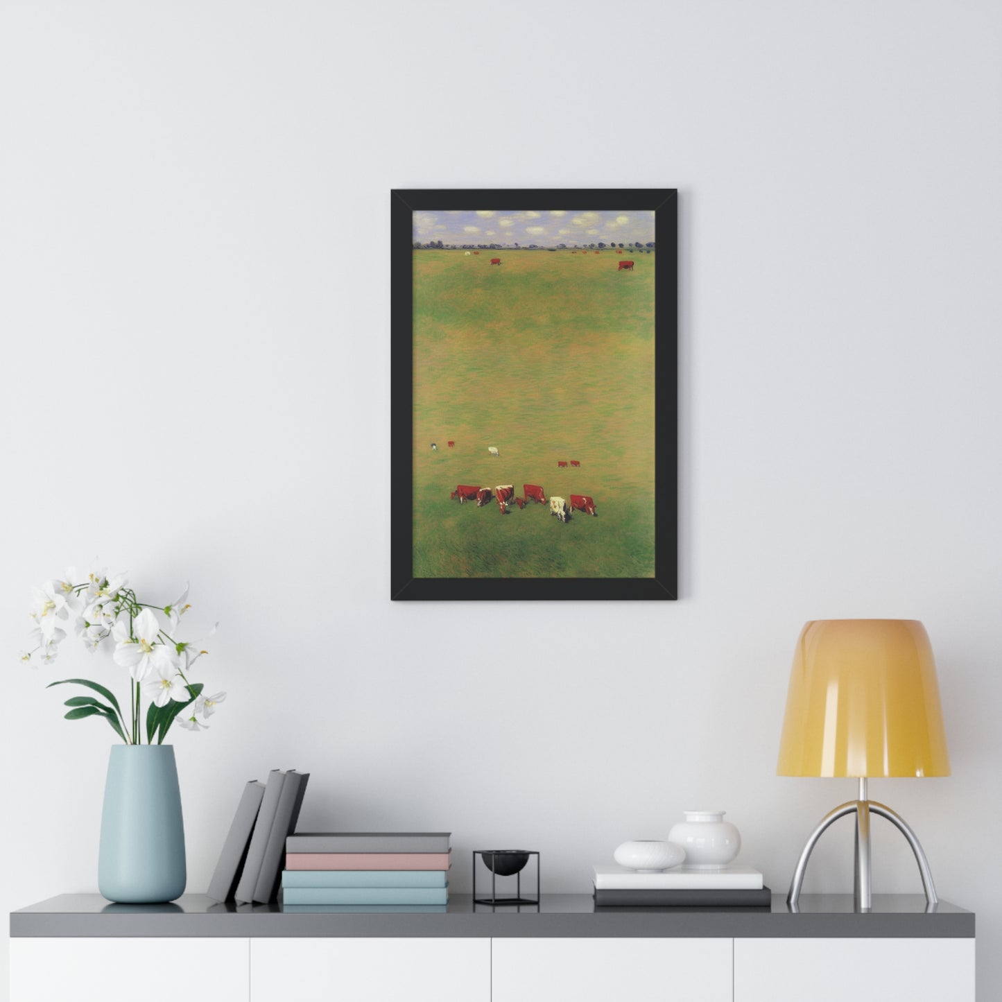 Cows In A Field Landscape Claude Monet Style