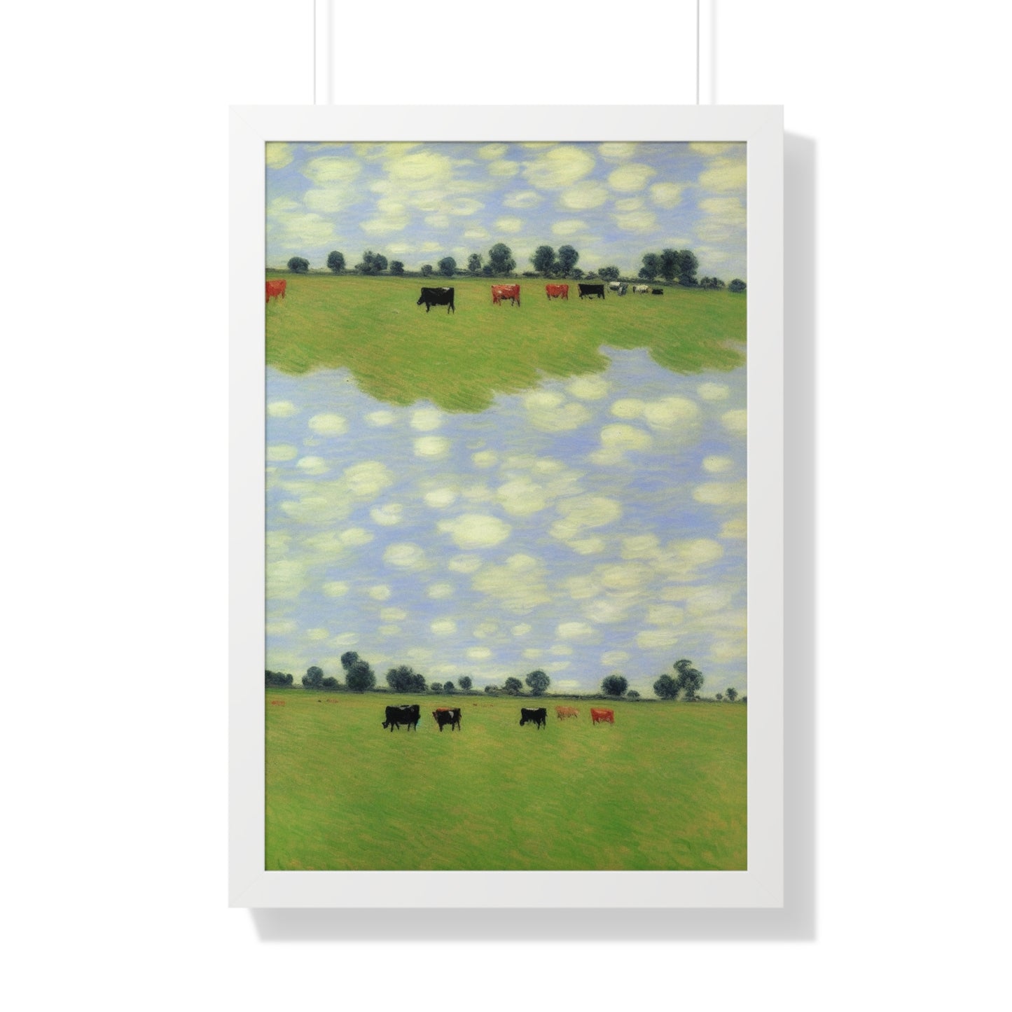 Cows In A Field Scene Claude Monet Style