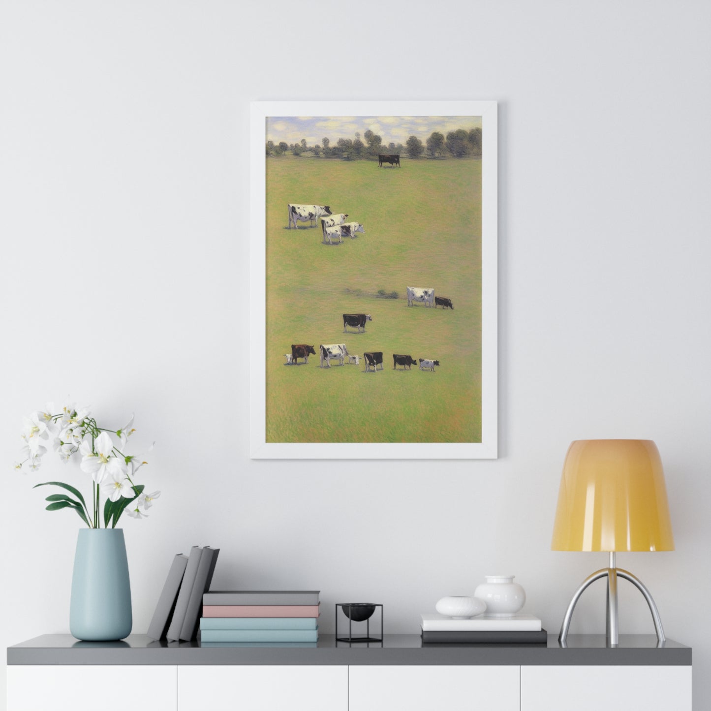 Cows In A Field Scene Claude Monet Style