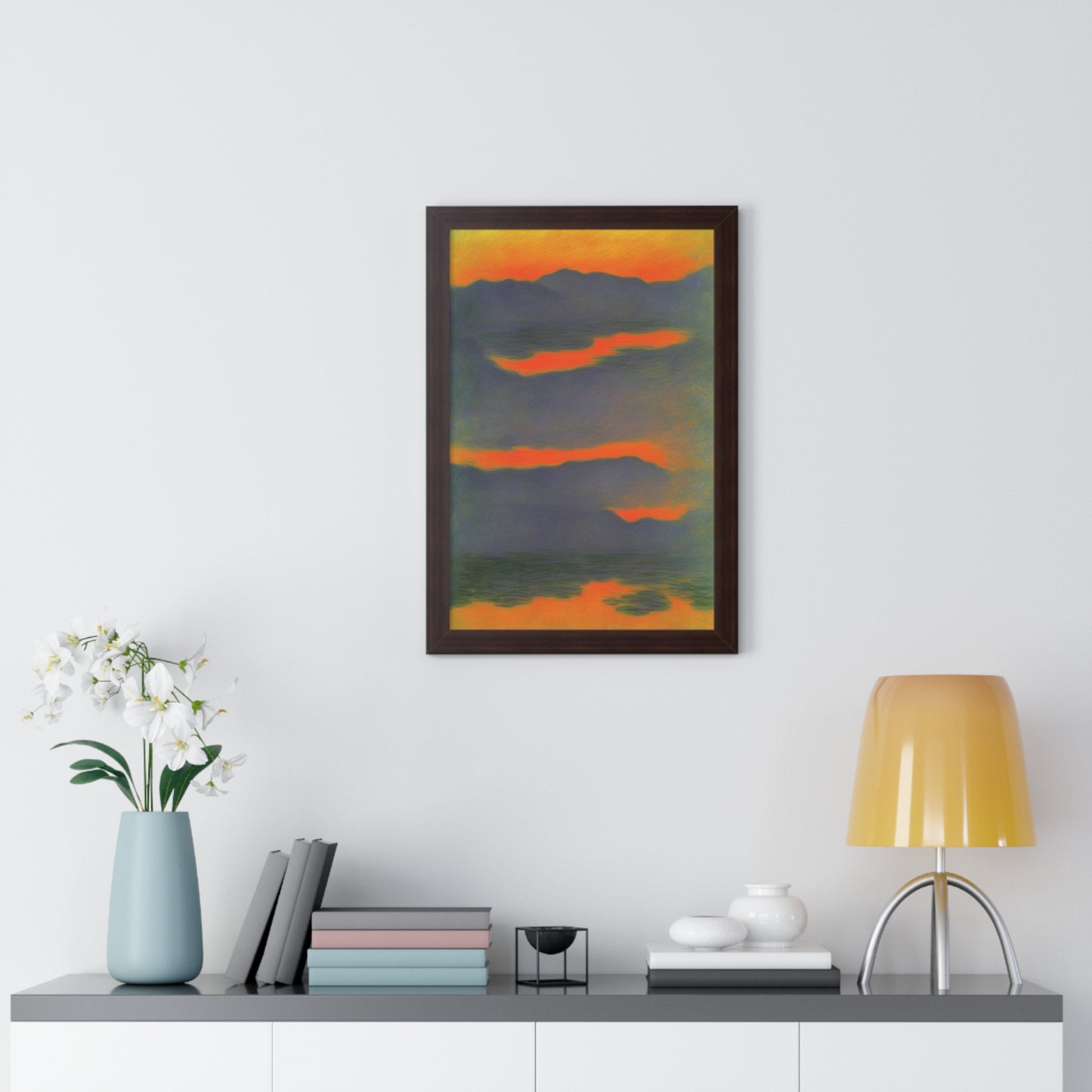 Sunset Mountains Landscape Claude Monet Style