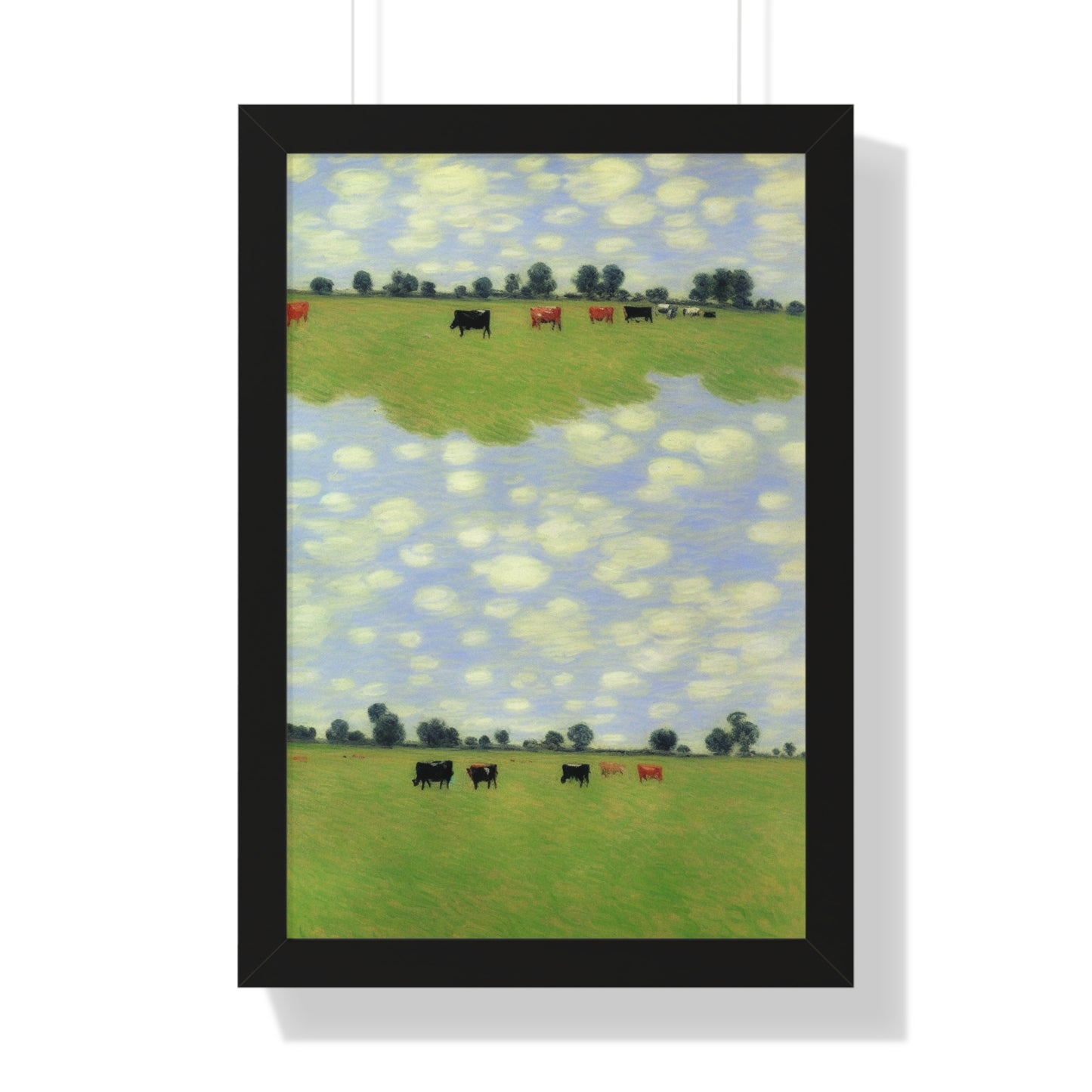 Cows In A Field Scene Claude Monet Style