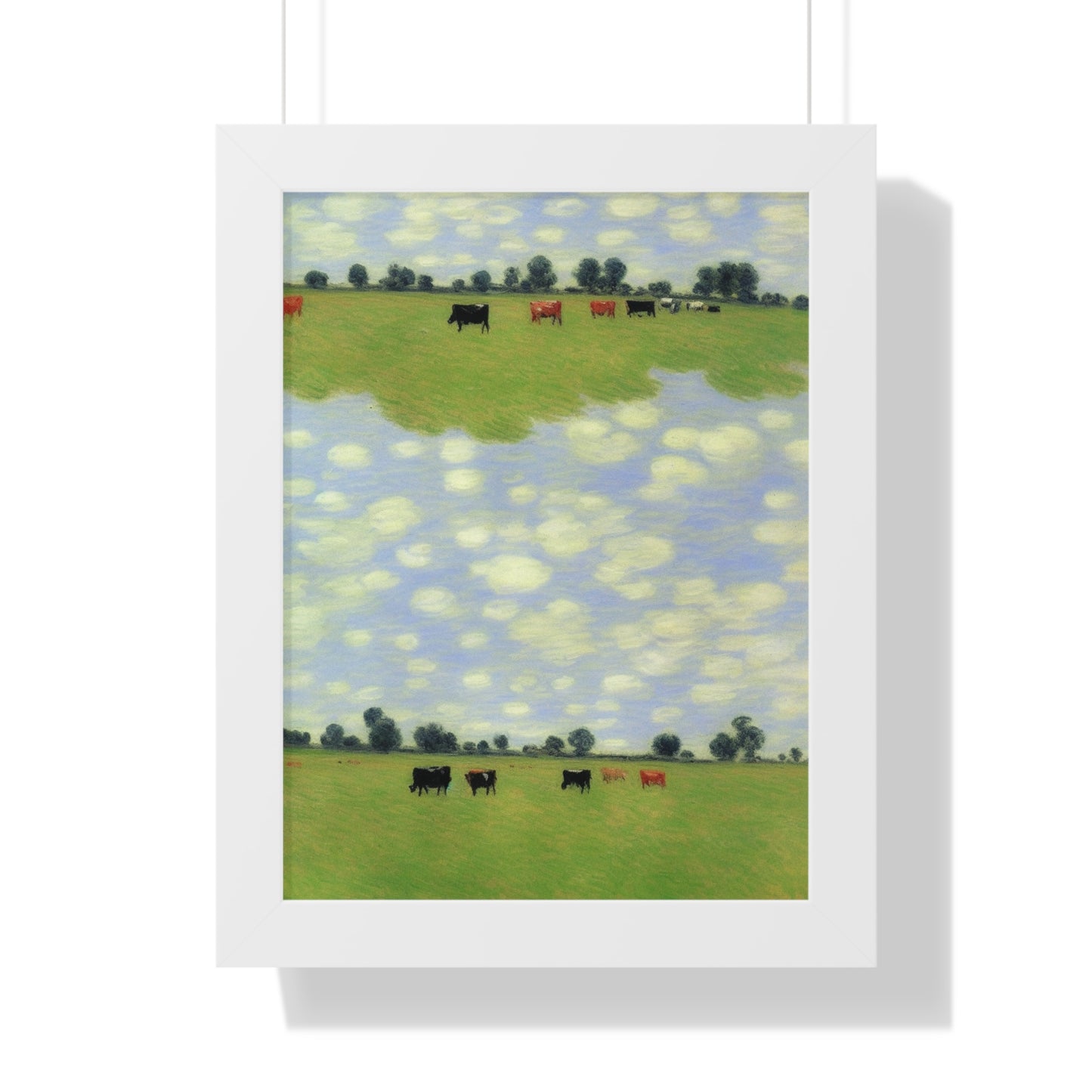 Cows In A Field Scene Claude Monet Style