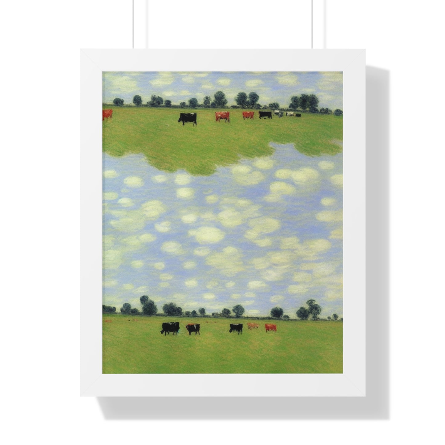 Cows In A Field Scene Claude Monet Style