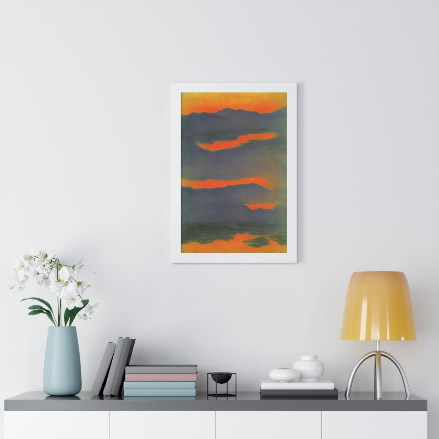 Sunset Mountains Landscape Claude Monet Style