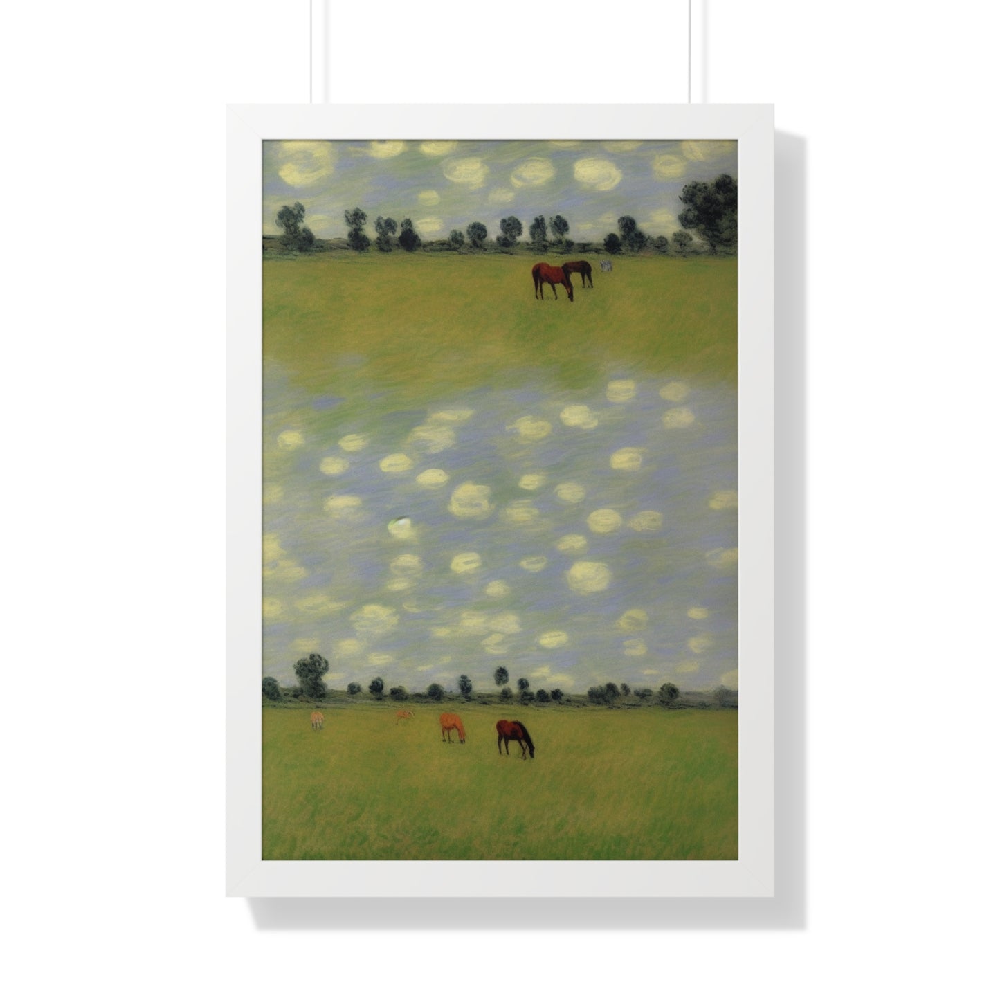 Horses In A Field Landscape Claude Monet Style