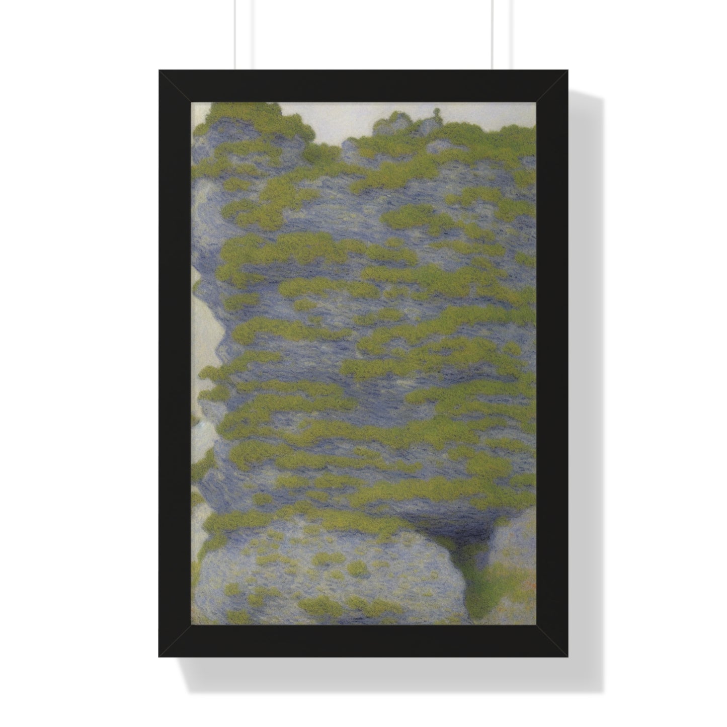 Lichen-Covered Rock Landscape Claude Monet Style