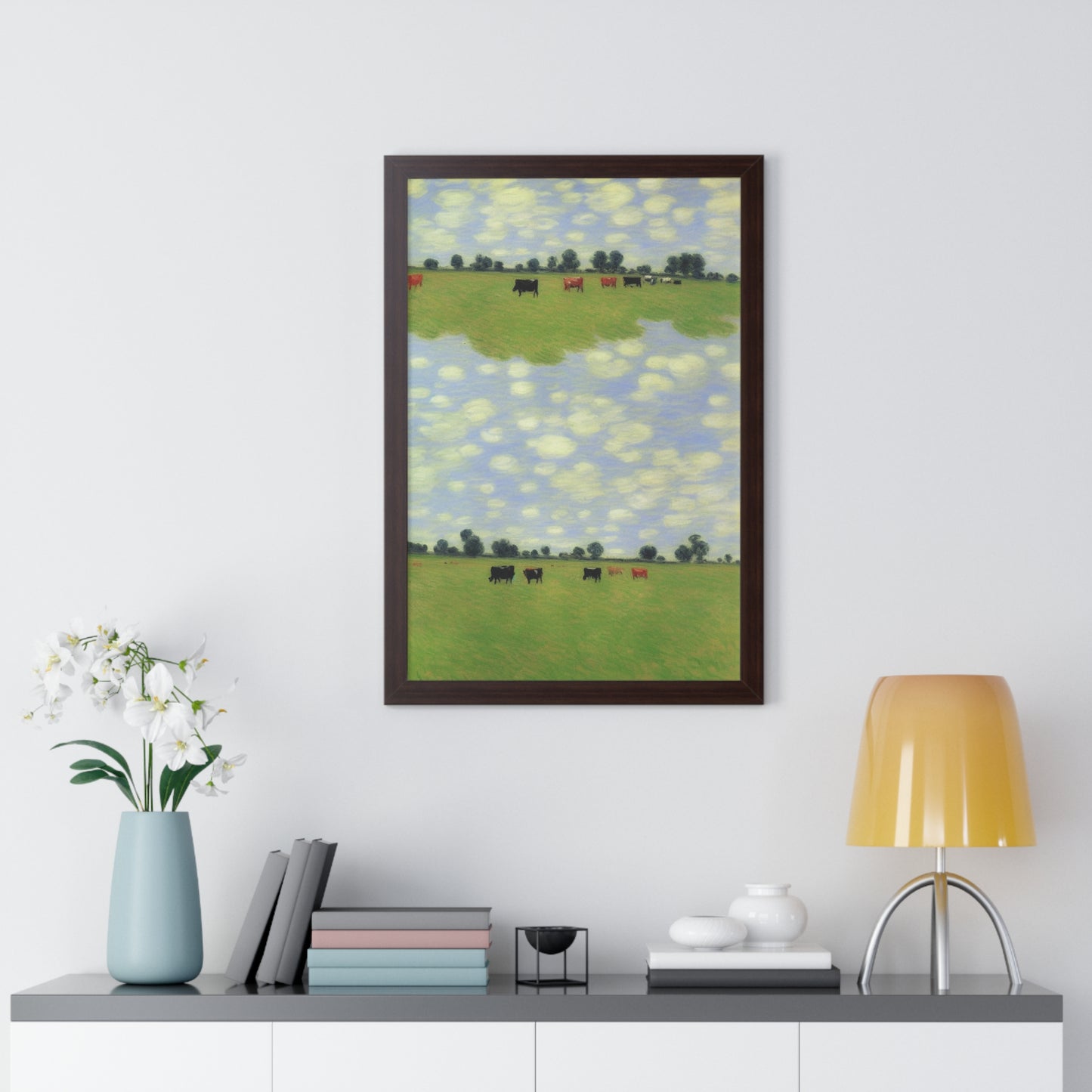 Cows In A Field Scene Claude Monet Style