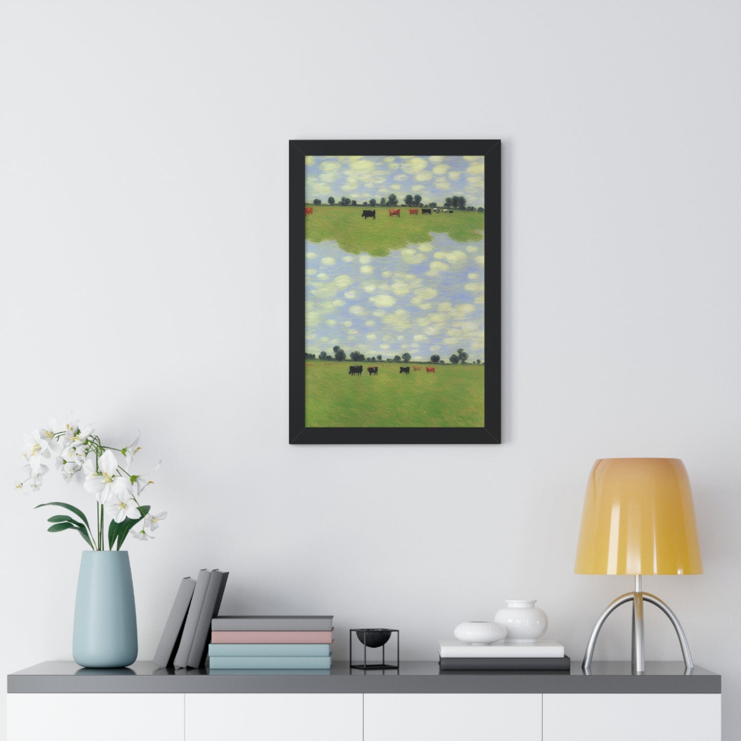 Cows In A Field Scene Claude Monet Style