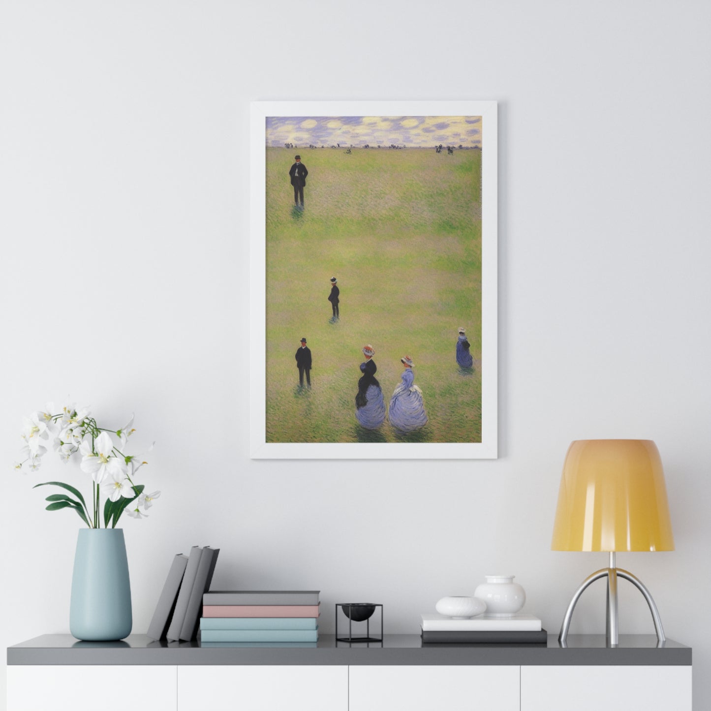 People In A Field Scene Claude Monet Style