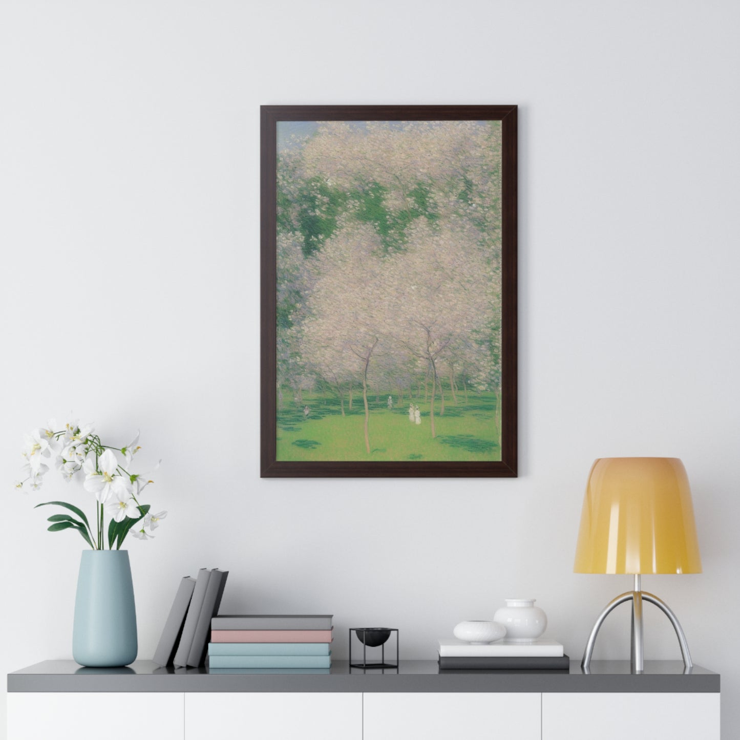 Cherry Blossom Grove Scene Claude Monet Style