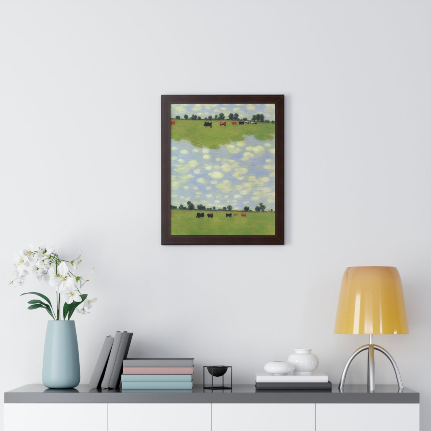 Cows In A Field Scene Claude Monet Style