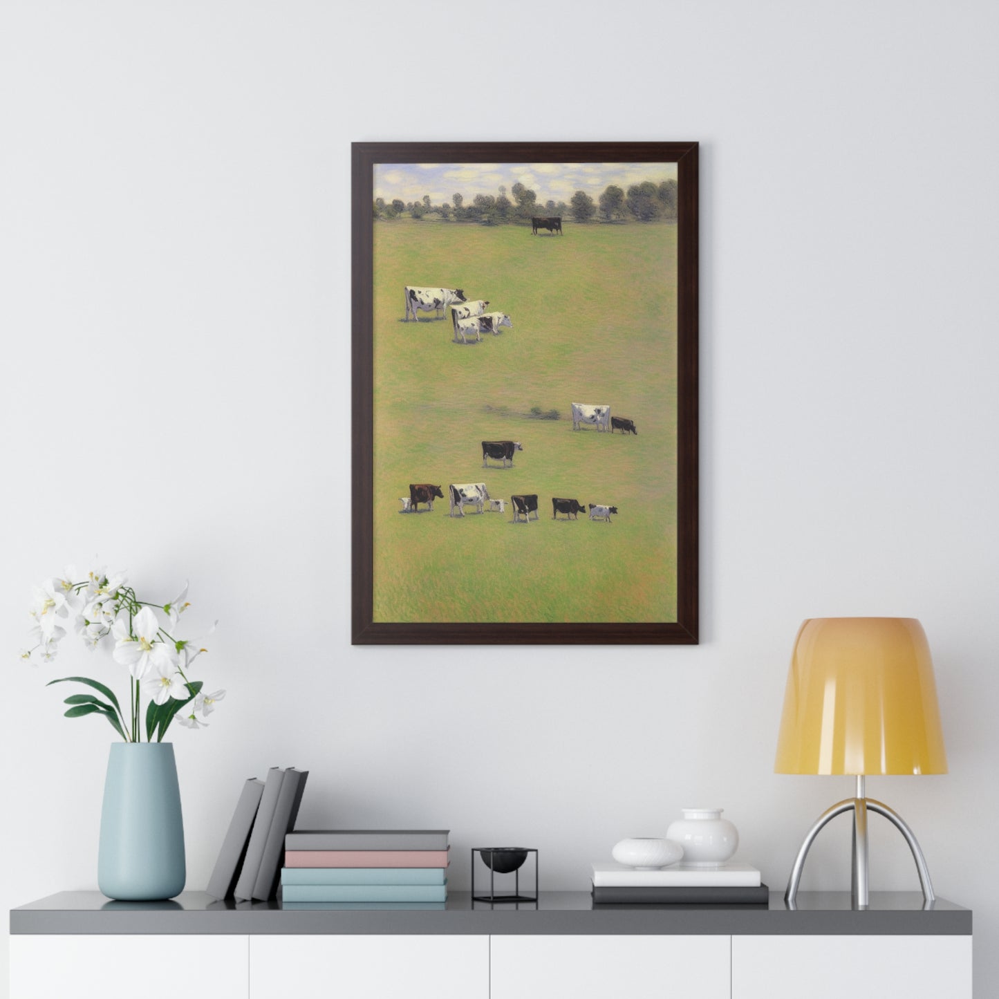 Cows In A Field Scene Claude Monet Style