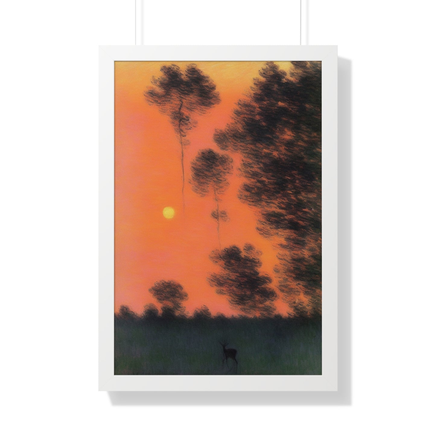 Deer At Sunrise Landscape Claude Monet Style