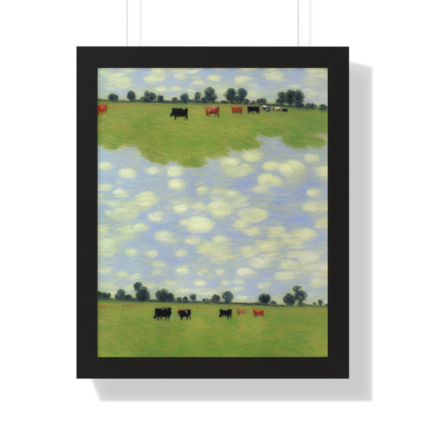 Cows In A Field Scene Claude Monet Style