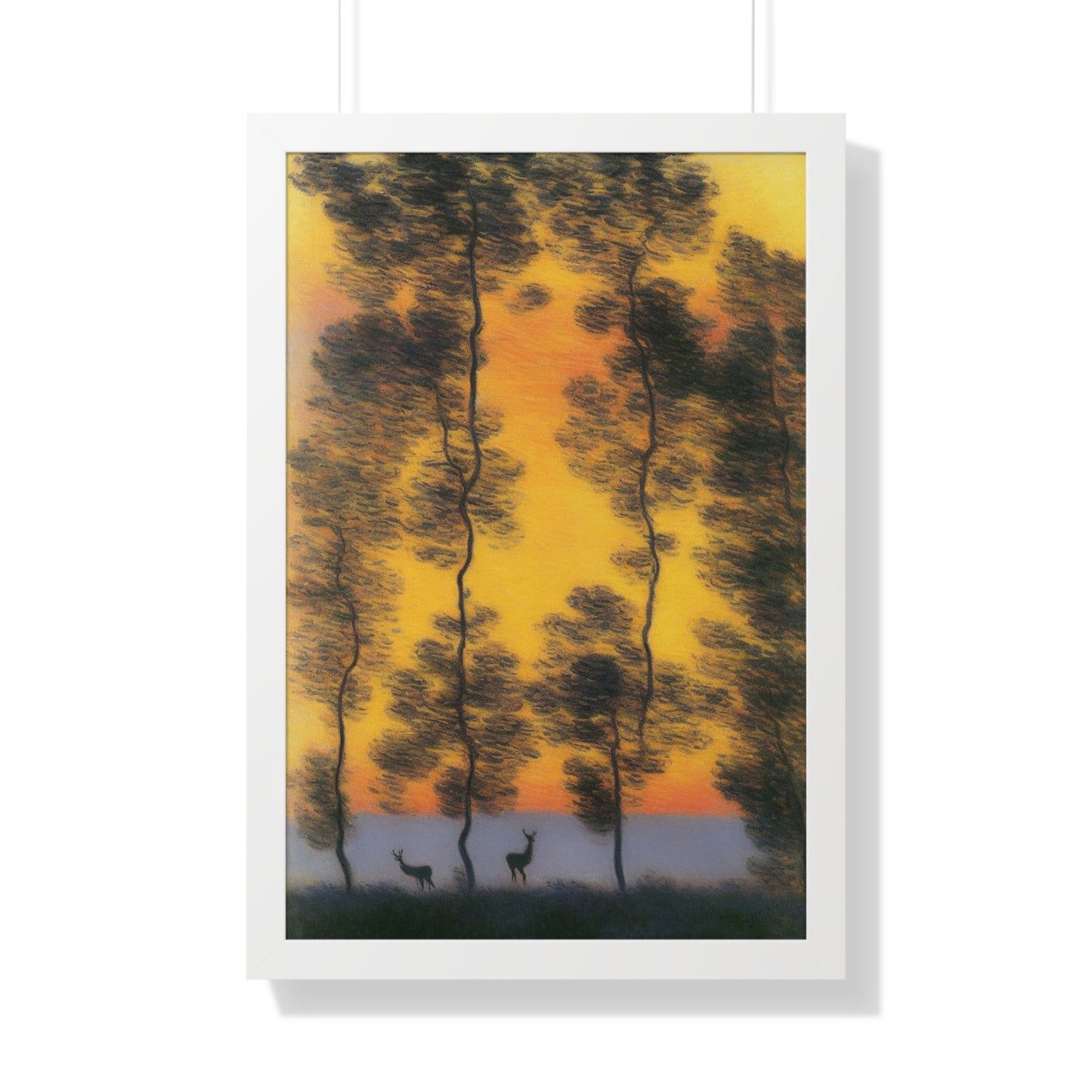 Deer At Sunrise Landscape Claude Monet Style