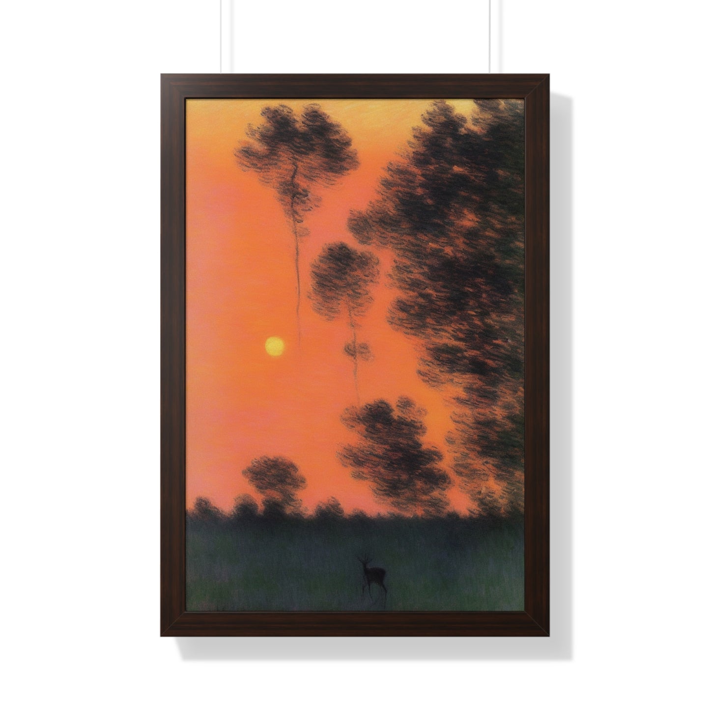 Deer At Sunrise Landscape Claude Monet Style