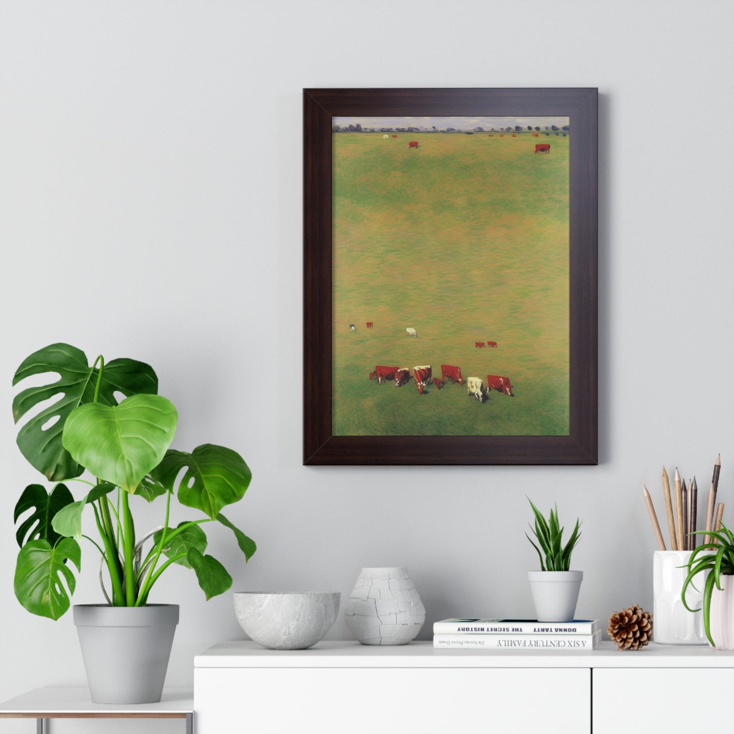 Cows In A Field Landscape Claude Monet Style