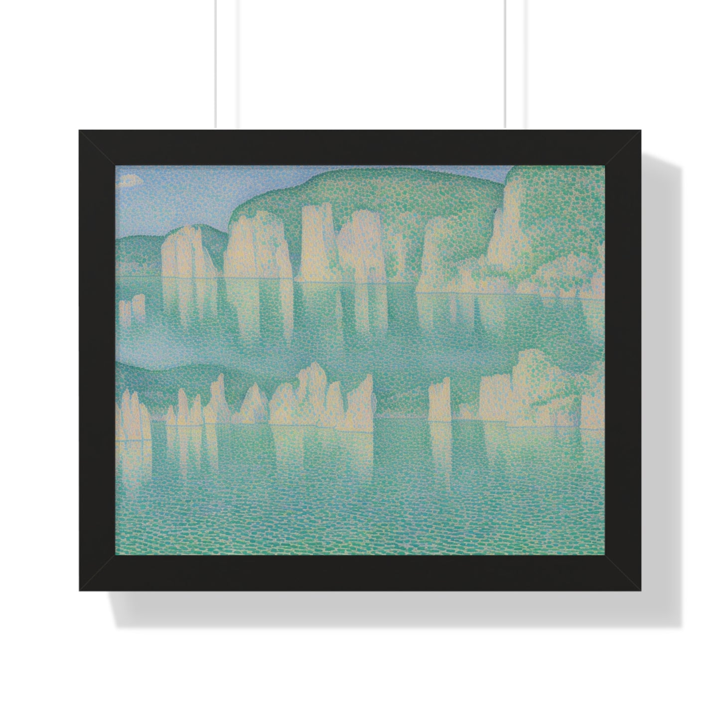 Emerald Lagoon With Limestone Cliffs Paul Signac Style