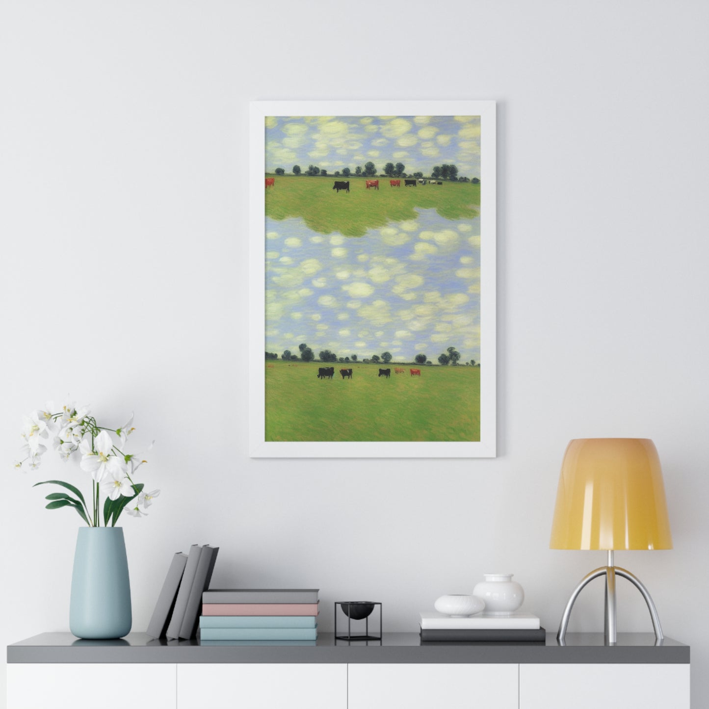 Cows In A Field Scene Claude Monet Style