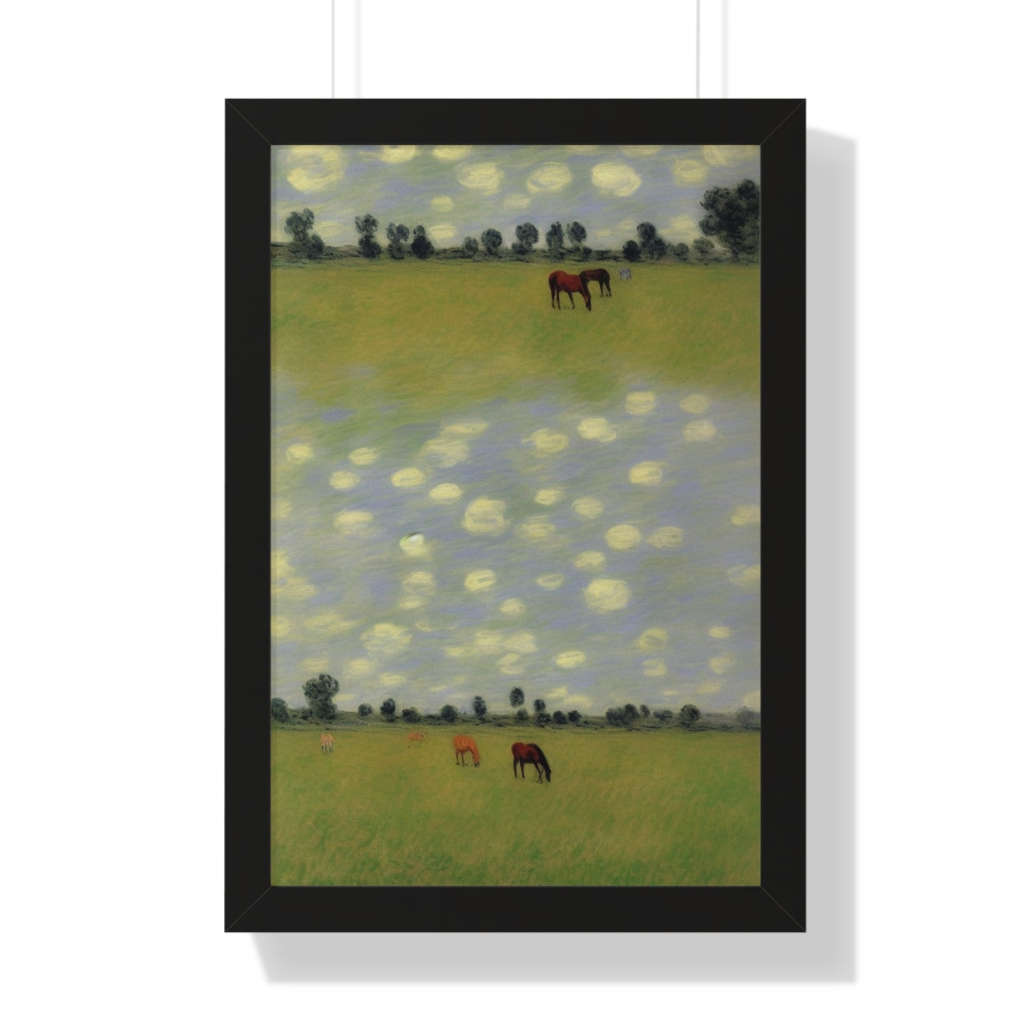 Horses In A Field Landscape Claude Monet Style