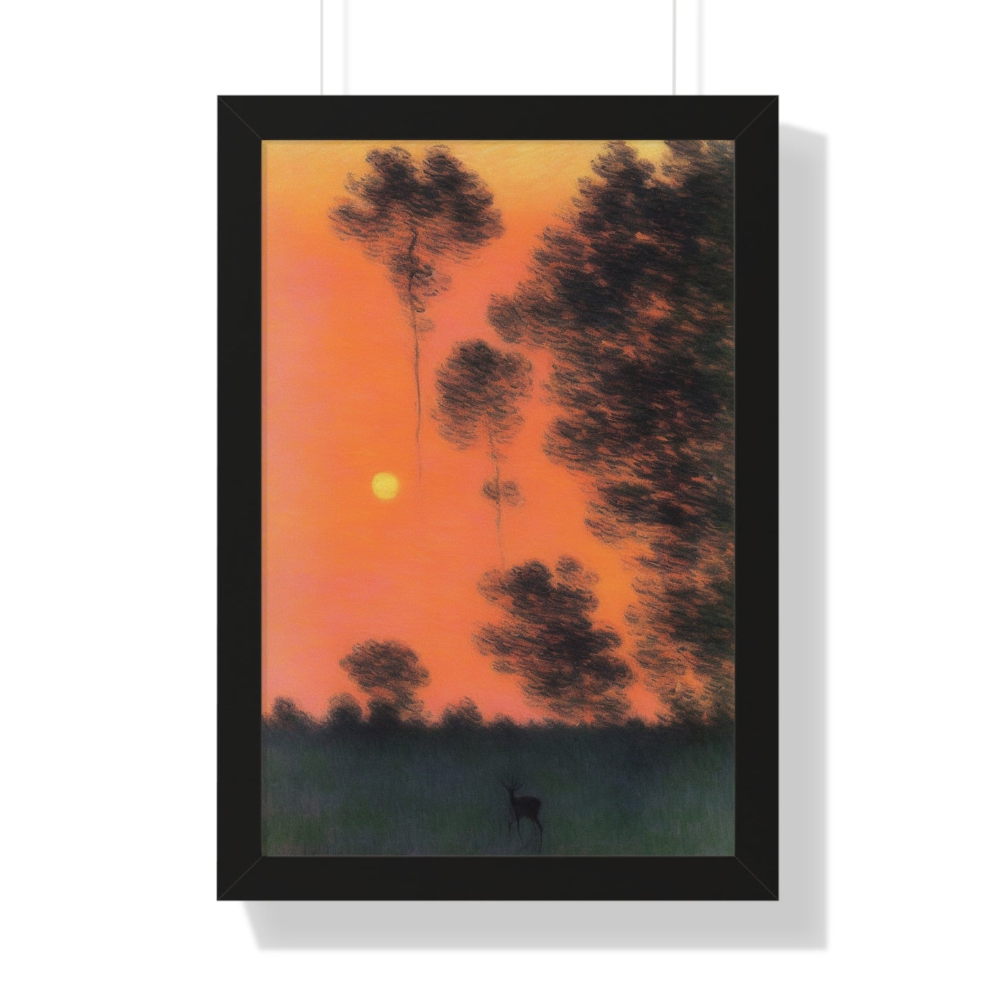 Deer At Sunrise Landscape Claude Monet Style