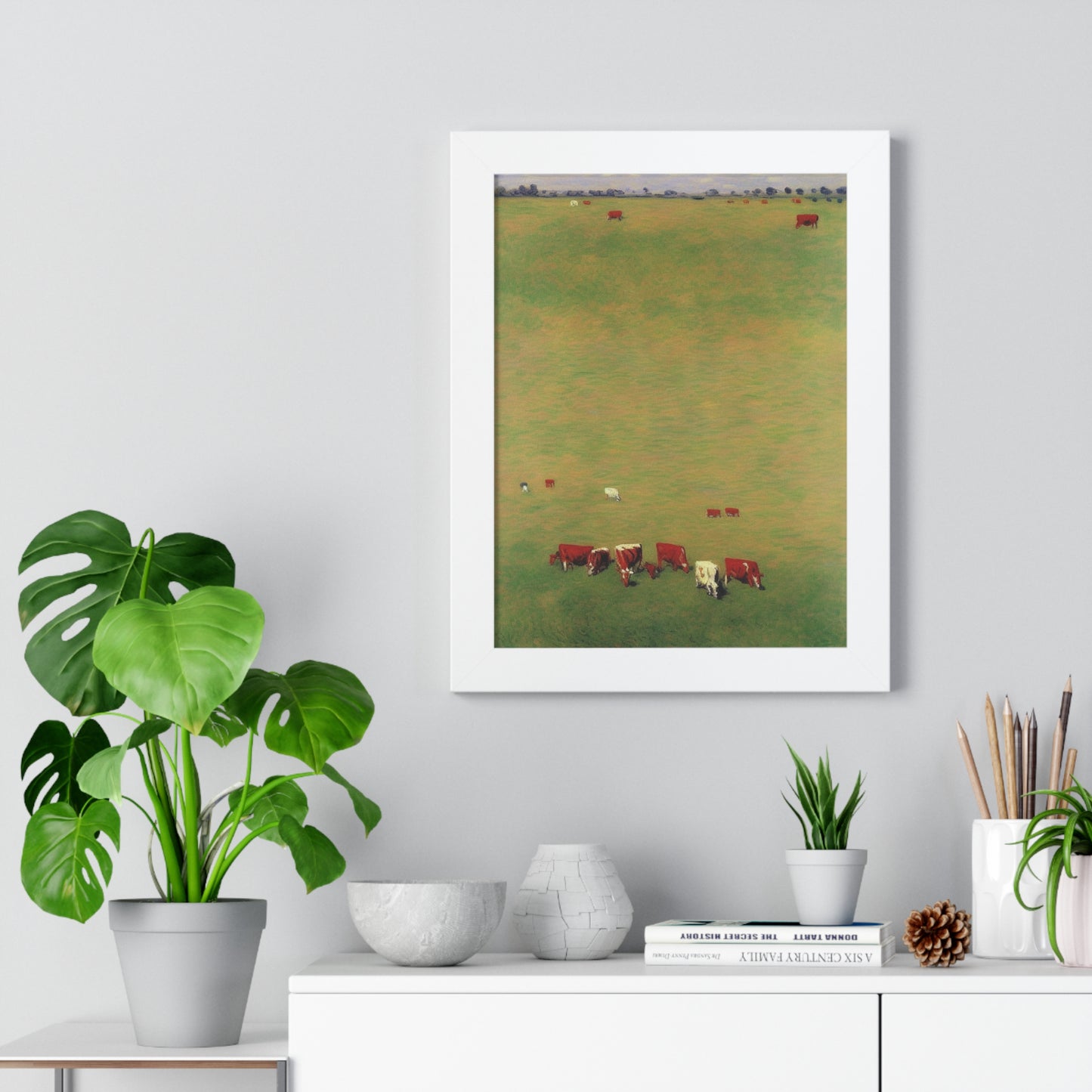 Cows In A Field Landscape Claude Monet Style