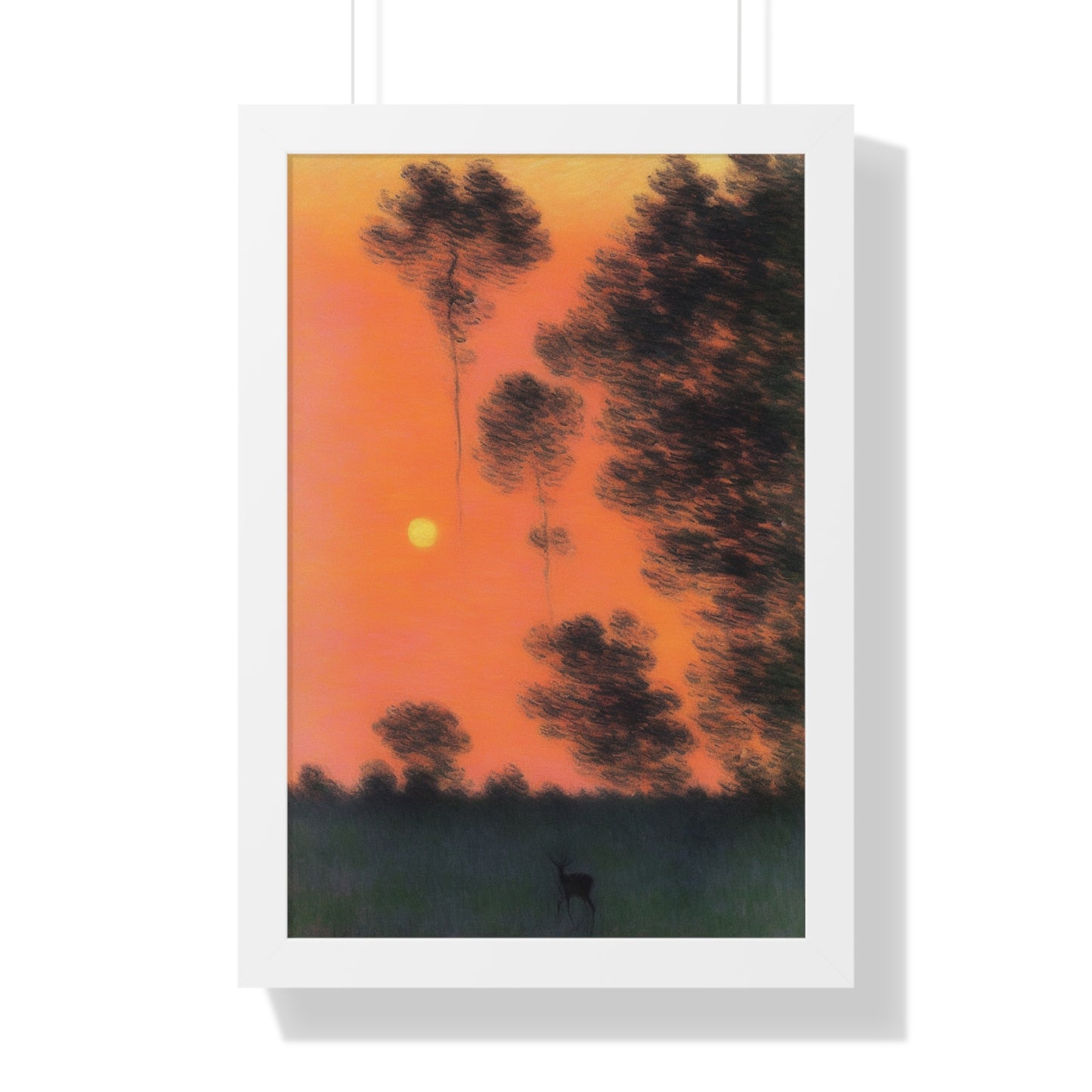 Deer At Sunrise Landscape Claude Monet Style