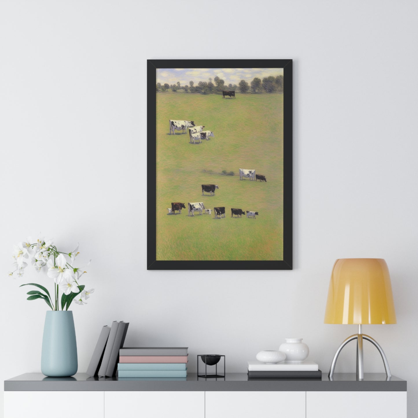 Cows In A Field Scene Claude Monet Style