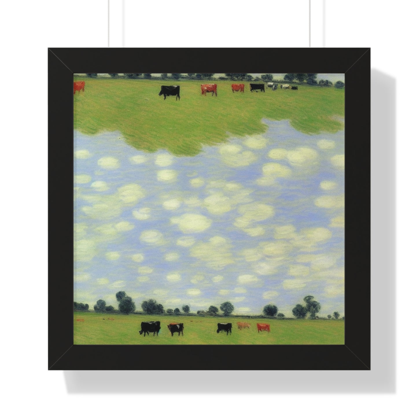 Cows In A Field Scene Claude Monet Style