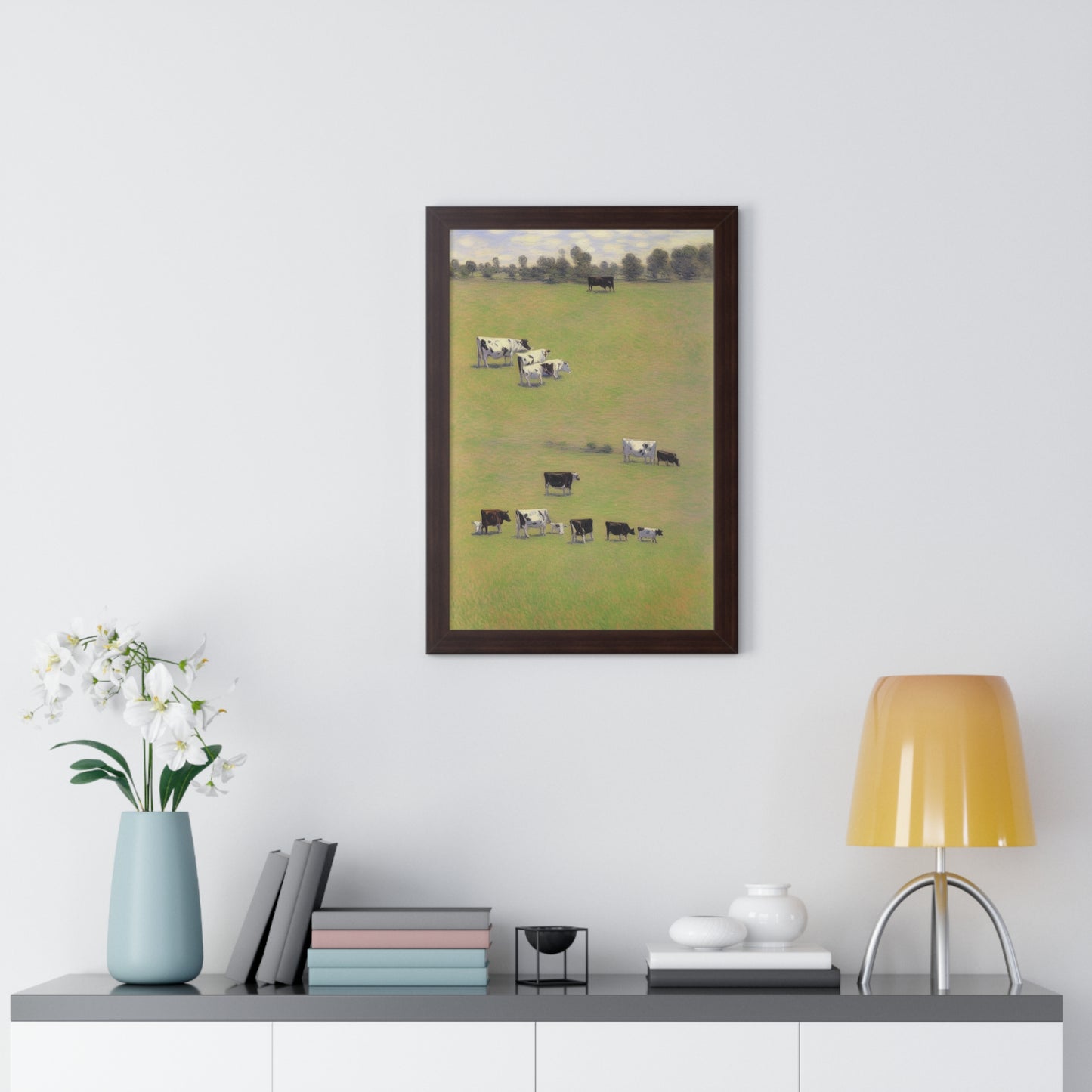 Cows In A Field Scene Claude Monet Style