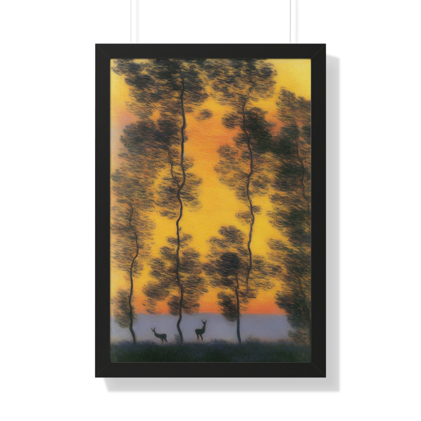 Deer At Sunrise Landscape Claude Monet Style