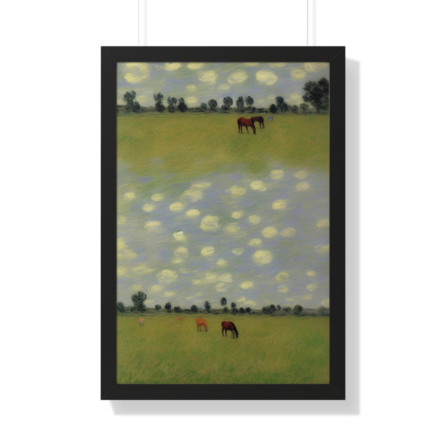 Horses In A Field Landscape Claude Monet Style