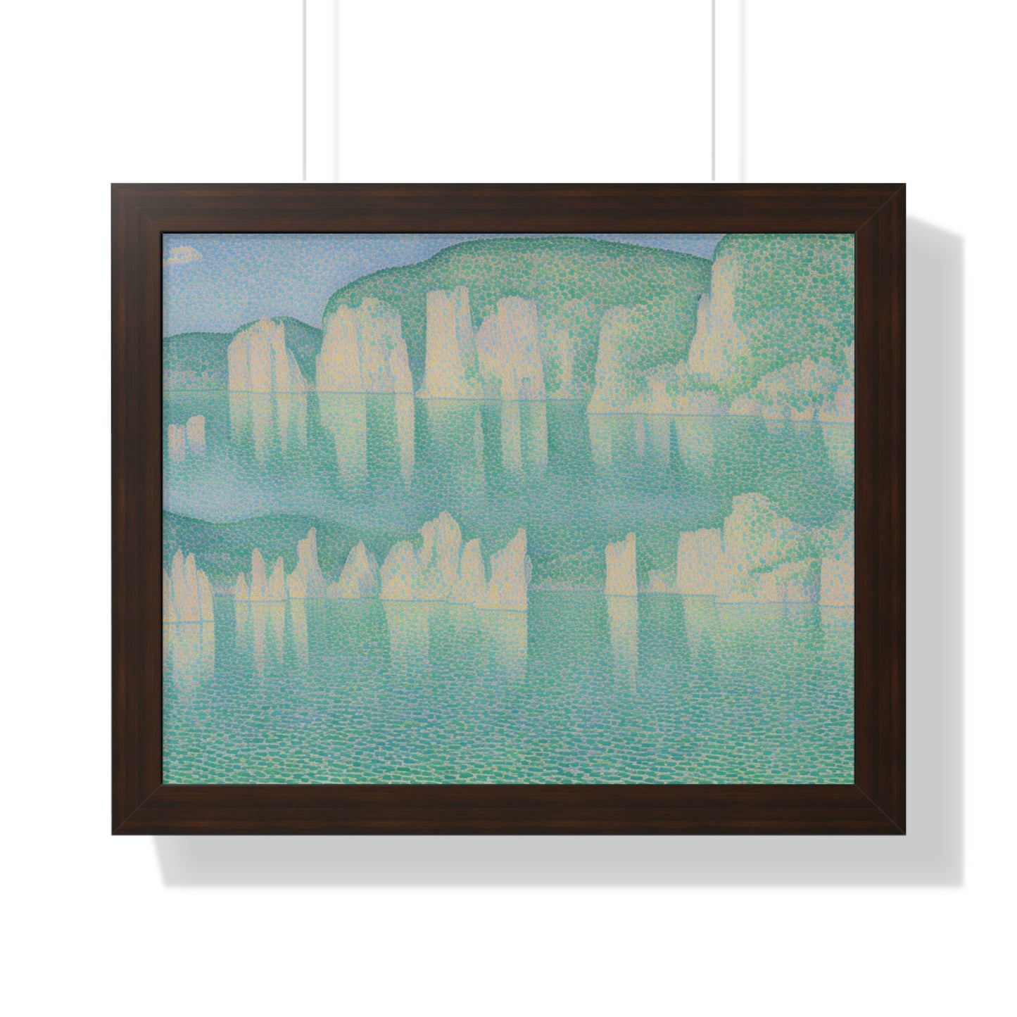 Emerald Lagoon With Limestone Cliffs Paul Signac Style