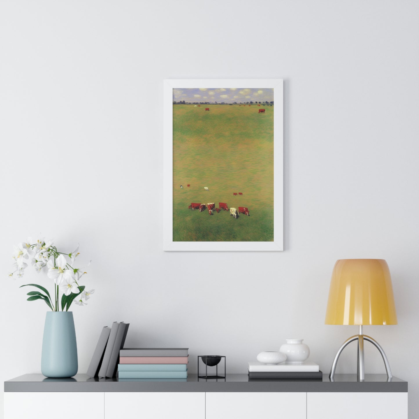 Cows In A Field Landscape Claude Monet Style