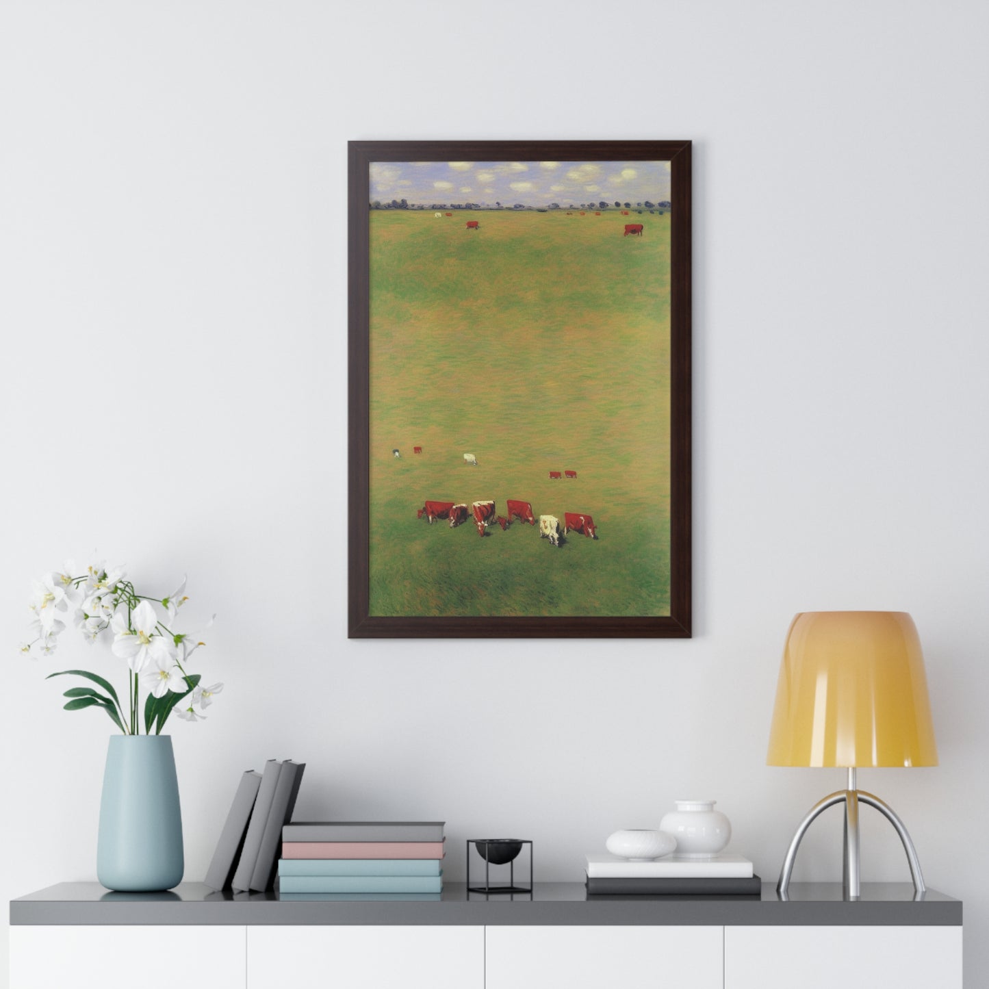 Cows In A Field Landscape Claude Monet Style