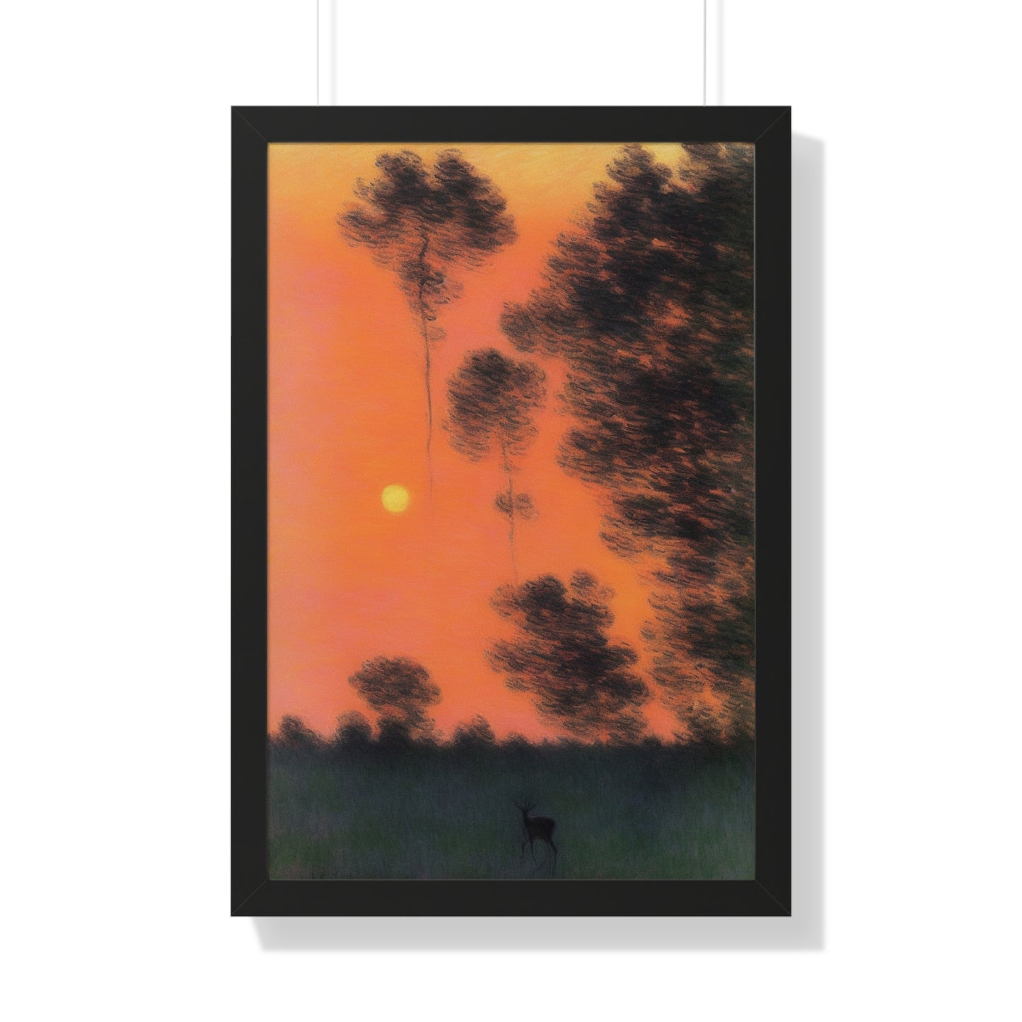 Deer At Sunrise Landscape Claude Monet Style