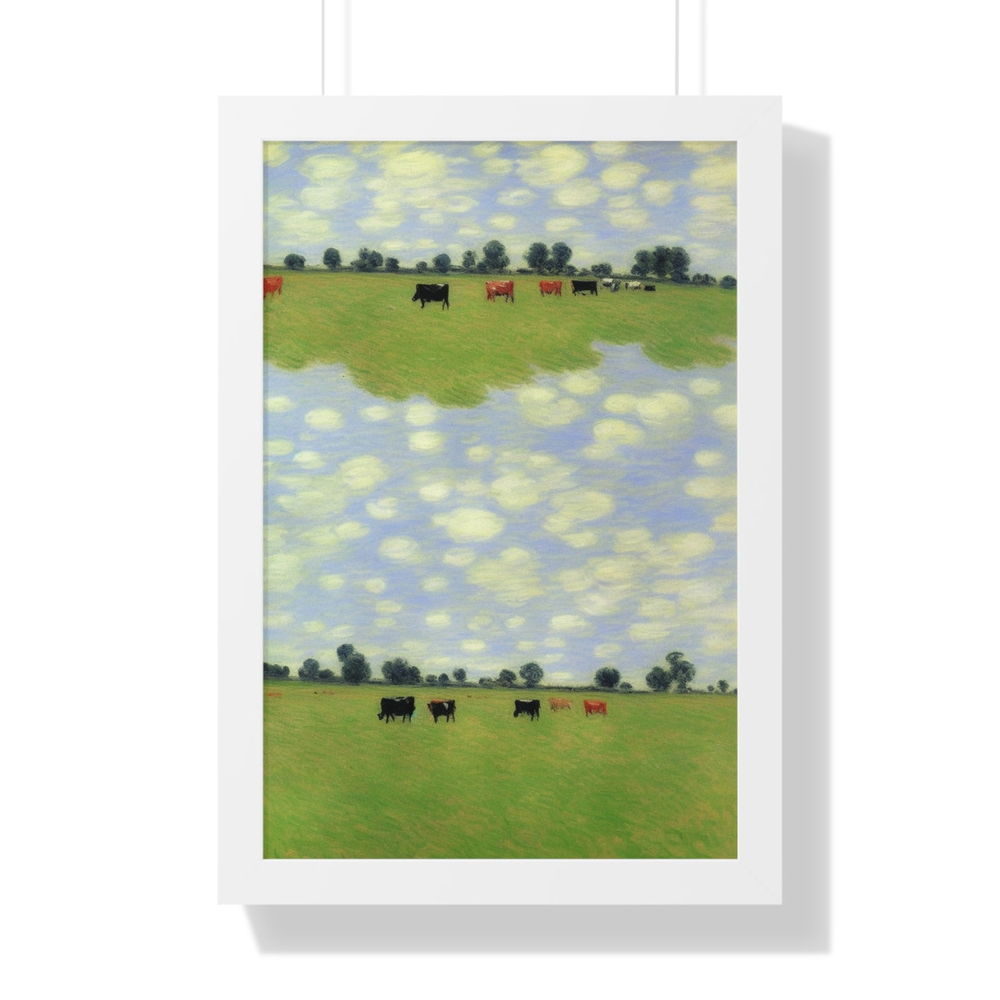 Cows In A Field Scene Claude Monet Style