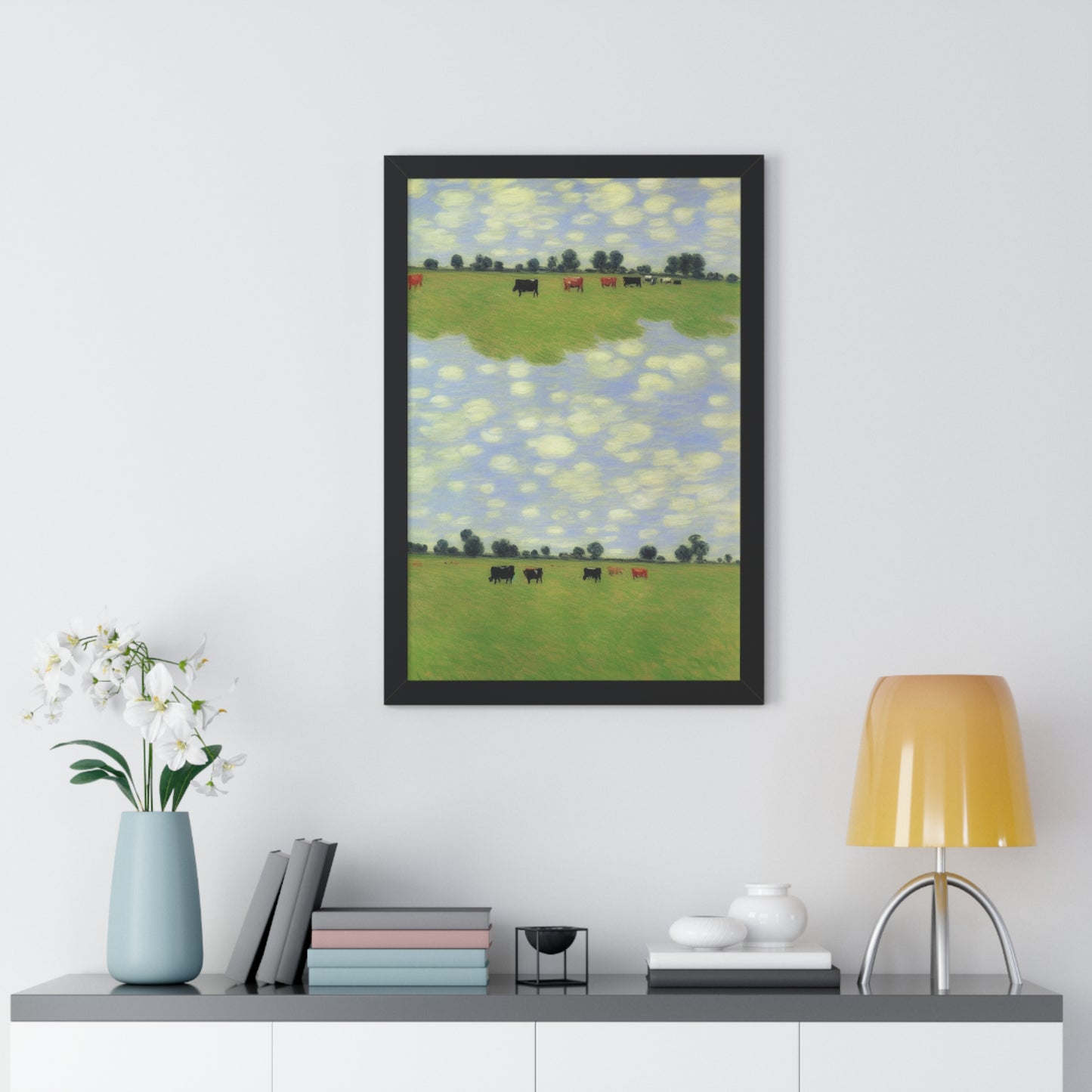 Cows In A Field Scene Claude Monet Style