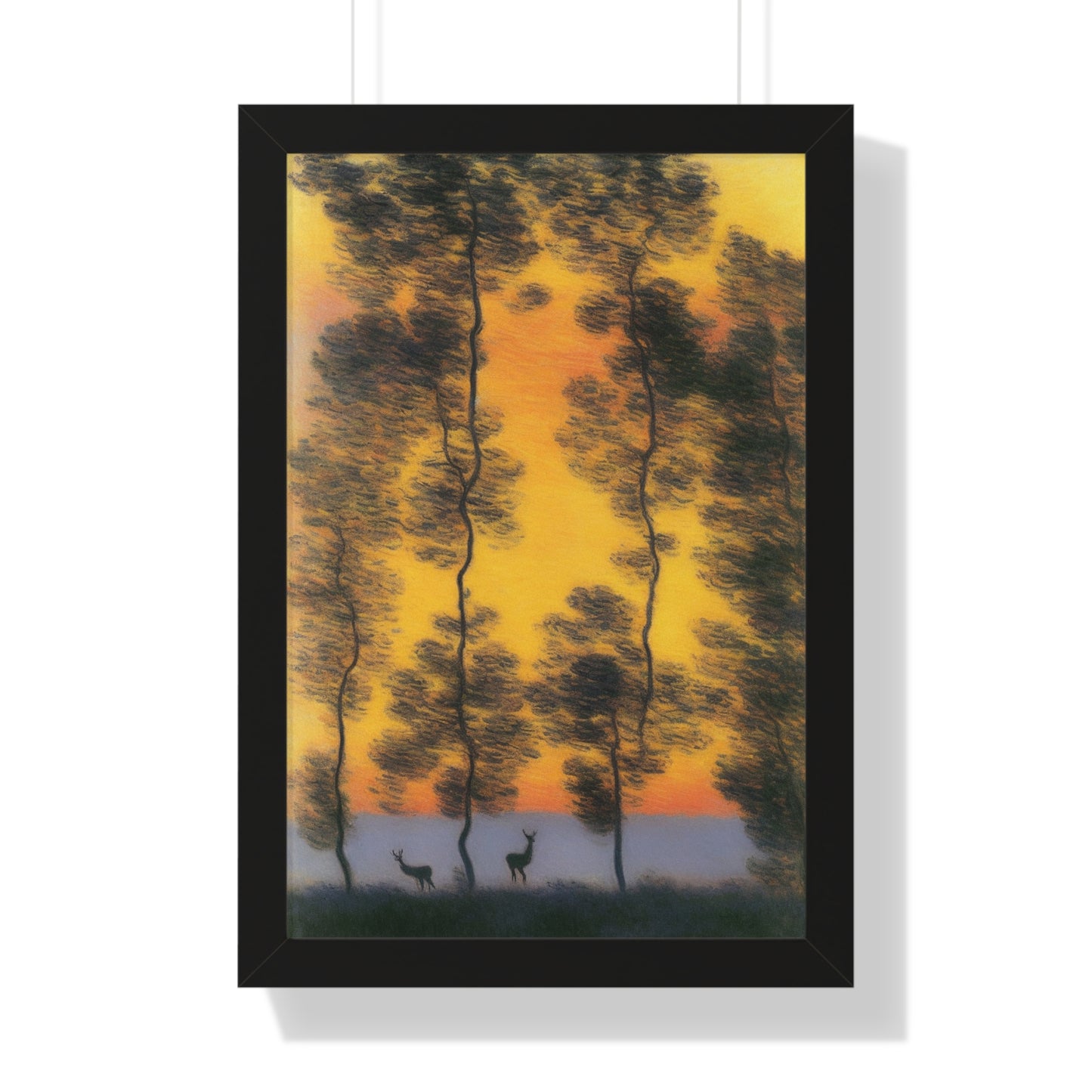 Deer At Sunrise Landscape Claude Monet Style