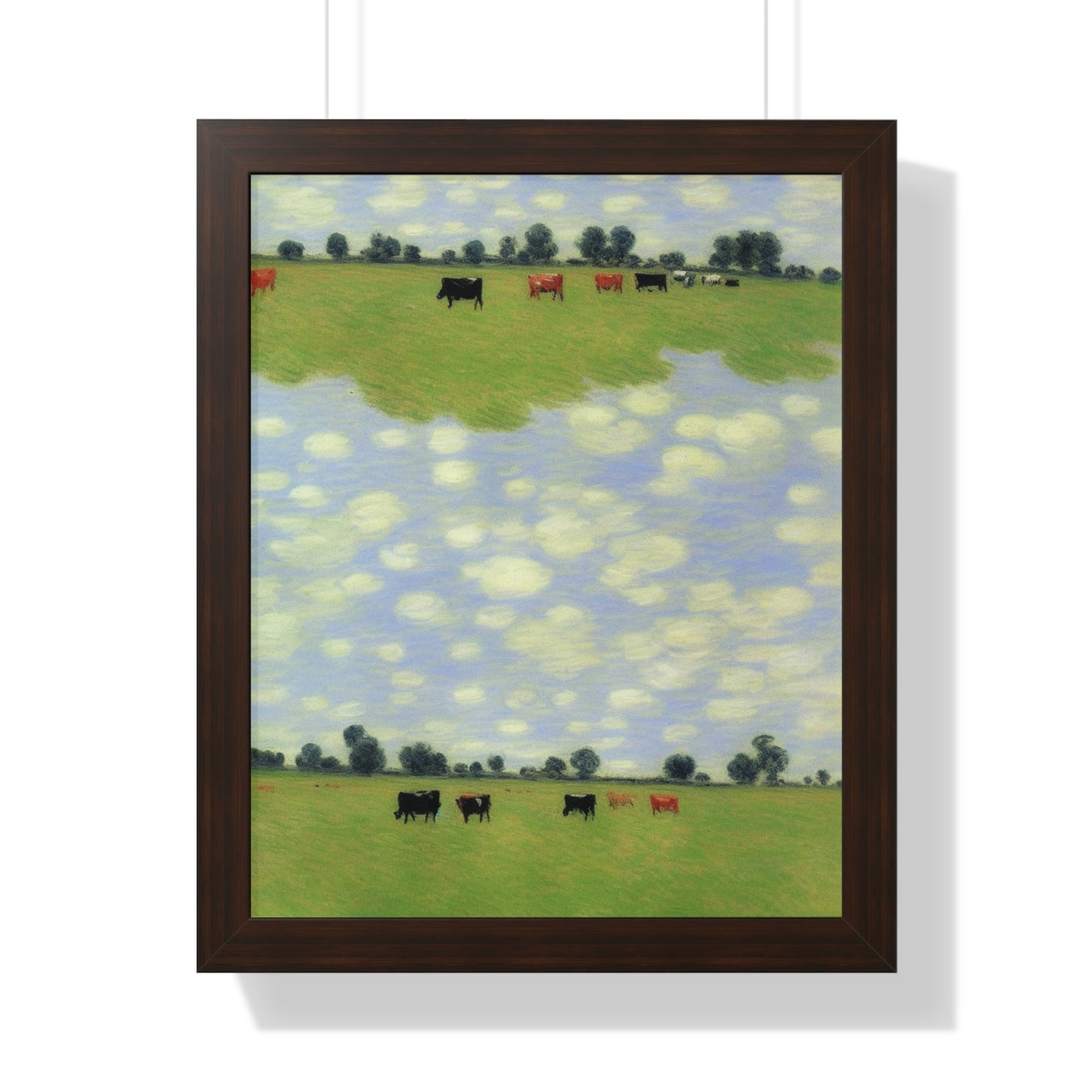 Cows In A Field Scene Claude Monet Style