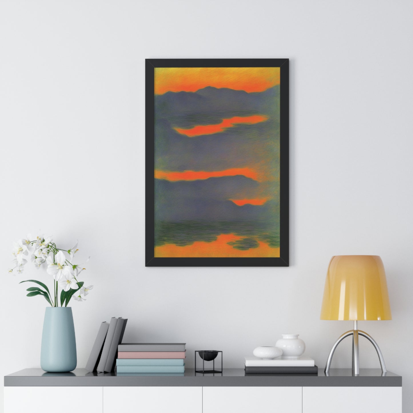 Sunset Mountains Landscape Claude Monet Style