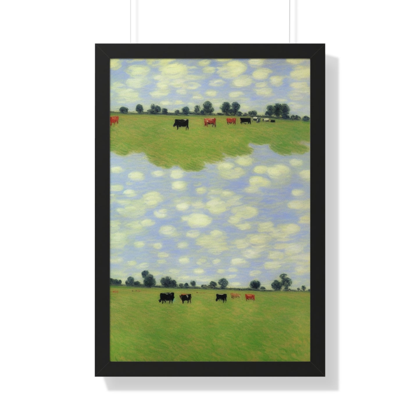 Cows In A Field Scene Claude Monet Style