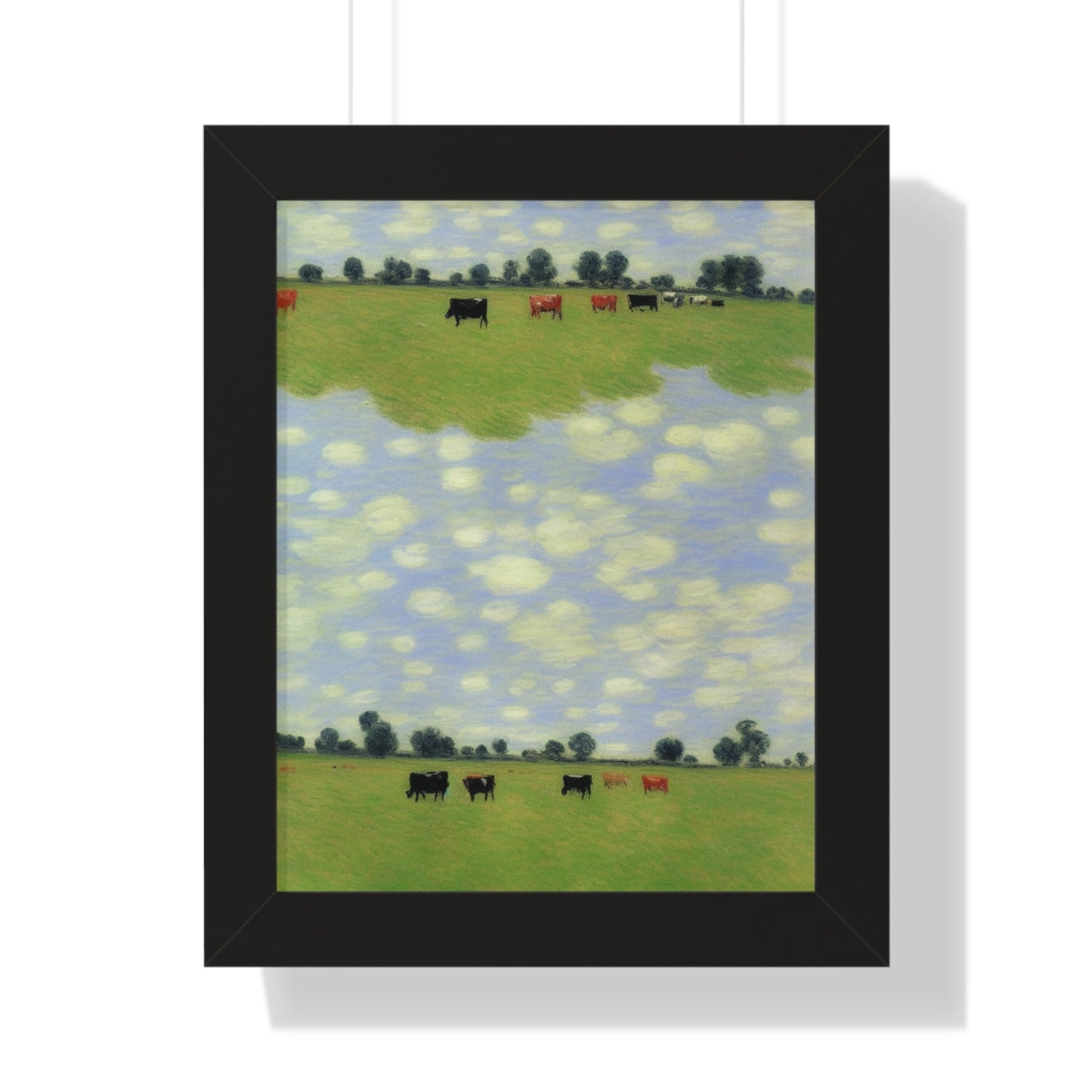 Cows In A Field Scene Claude Monet Style