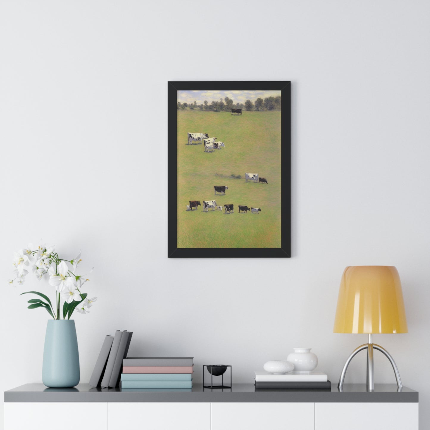 Cows In A Field Scene Claude Monet Style