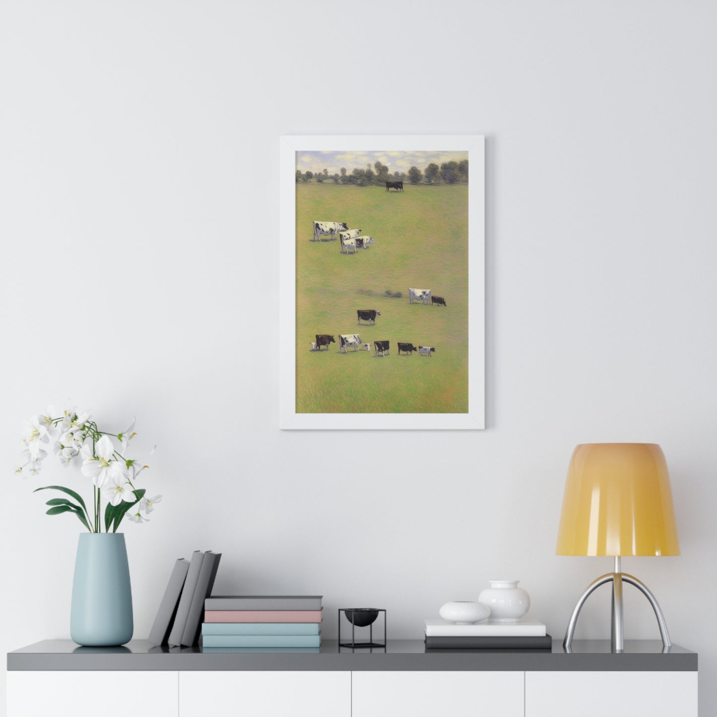 Cows In A Field Scene Claude Monet Style